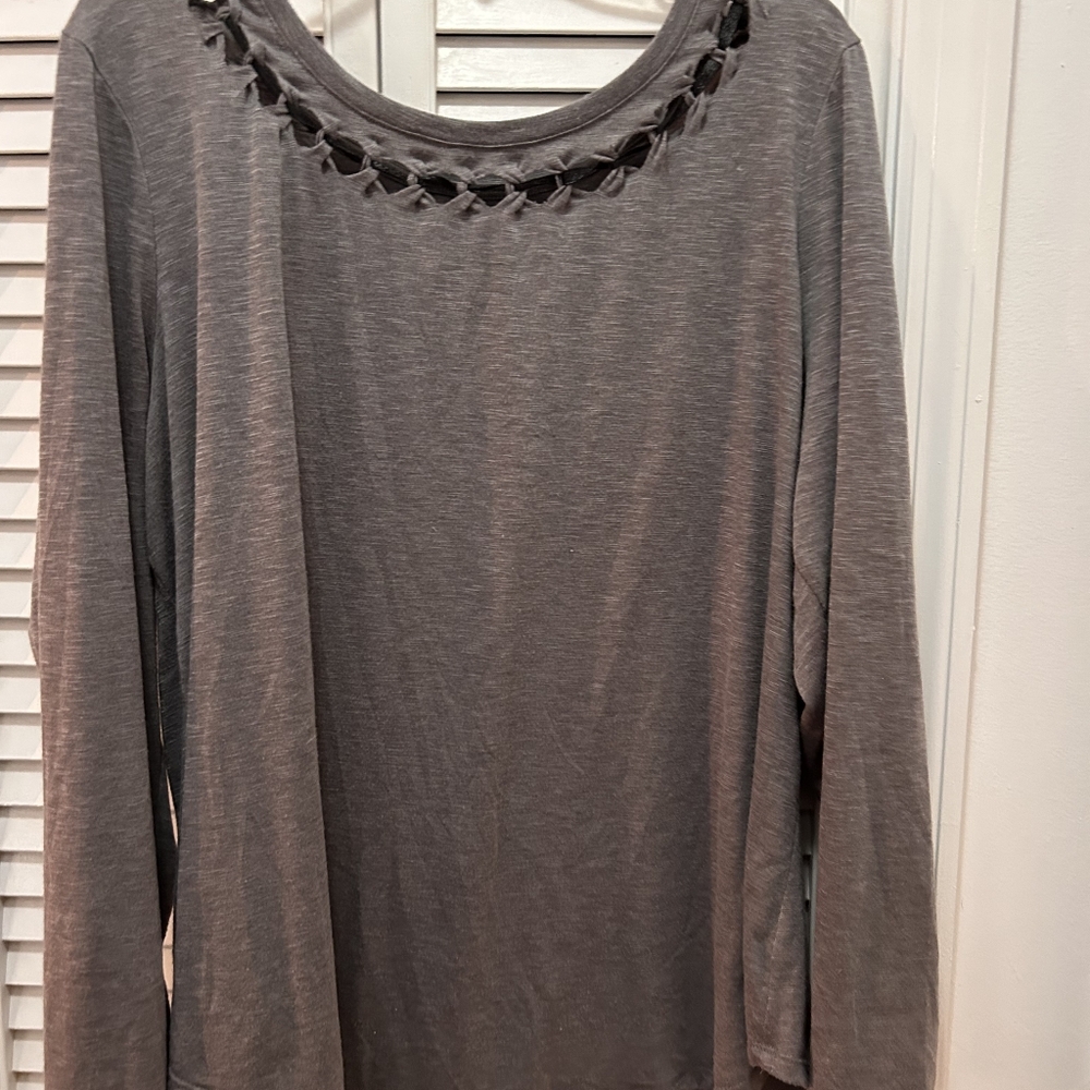 Lane Bryant Gray Women's Top with Cutout Neckline